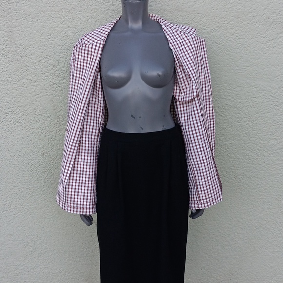 LIZ CLAIBORNE LIZSPORT LADIES PURE COTTON SEERSUCKER CHECK (2) BUTTON LUX BLAZER - Picture 9 of 17